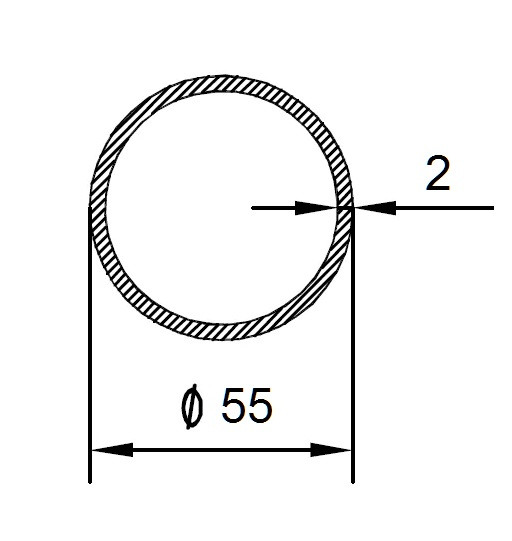 Алюминиевая труба 55х2 мм 3 метра