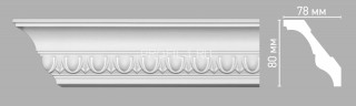 Плинтус потолочный 80х78х2400 мм Decomaster 95023 из полиуретана белый под покраску Плинтус потолочный 80х78х2400 мм Decomaster 95023 из полиуретана белый под покраску