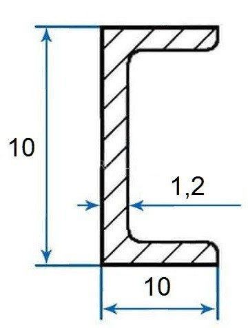 Алюминиевый П-образный профиль 10х10х10х1,2 мм 3 метра черный муар