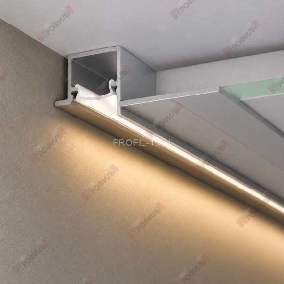 Универсальный теневой профиль с LED подсветкой ПО-215 для потолка и стен серебро матовое 2,7 м Универсальный теневой профиль с LED подсветкой ПО-215 для потолка и стен серебро матовое 2,7 м