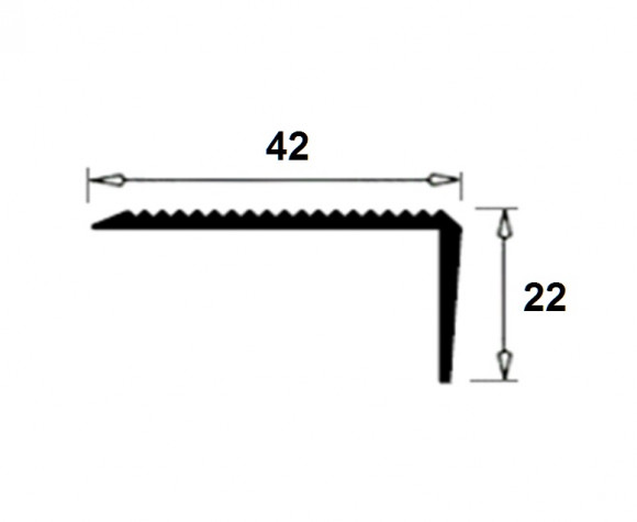Латунный порог угловой с рифлением SE22 ON 42х22 полированный 2,7м Латунный порог угловой с рифлением SE22 ON 42х22 полированный 2,7м