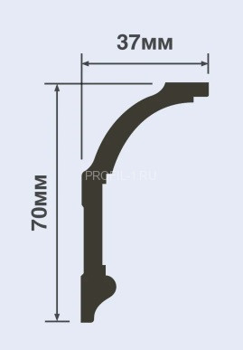 Потолочный плинтус под светодиодную ленту HiWood A70V2 белый 70х37 мм 200 см