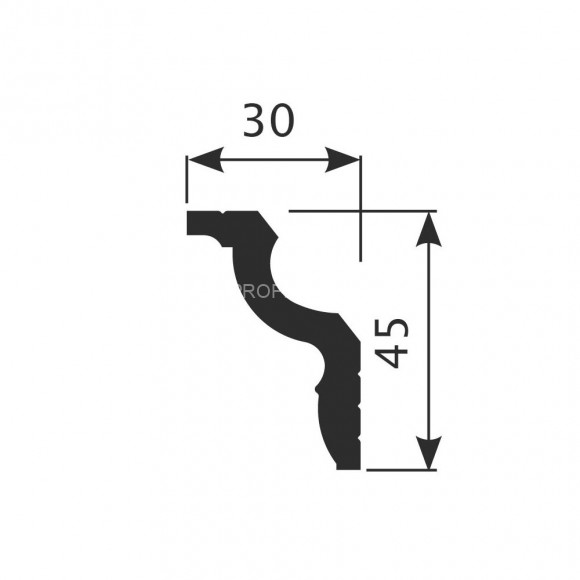 Потолочный плинтус Cosca KX-022 белый полистирол 30х45 мм 2м