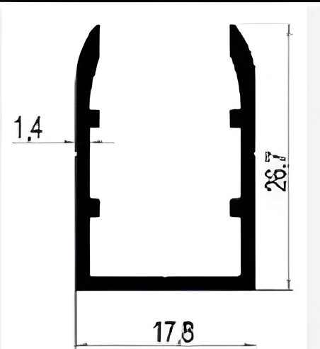 Алюминиевый установочный профиль под HLP панель 12 мм Диал СТП-118 17.8х26.7 мм серебро 3 м