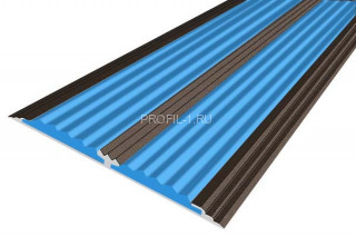 Противоскользящий порог 70 мм алюминий одноуровневый АП-70-Анод коньяк-голубой 1,0 м