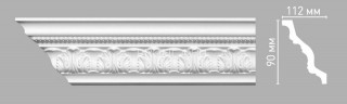Плинтус DECOMASTER 95095 (90x112x2400) потолочный с рисунком акантовый орнамент из полиуретана, белый под покраску