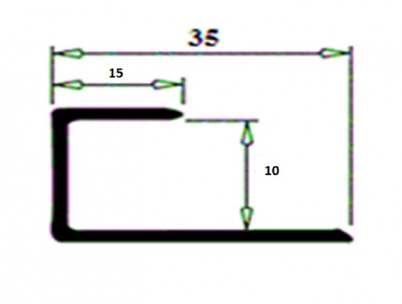 Латунный П-профиль окантовочный LT100 ON 15х10 полированный 2,7м Латунный П-профиль окантовочный LT100 ON 15х10 полированный 2,7м