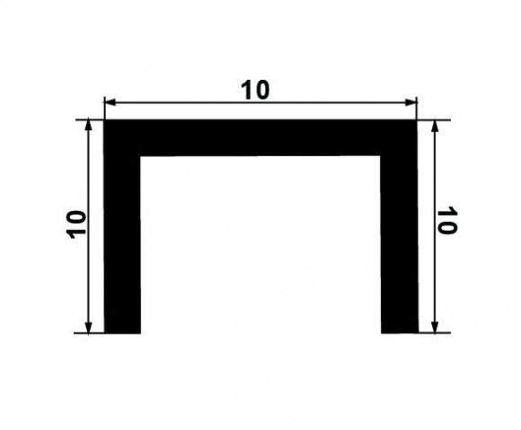 Латунный П-профиль ЛП-10х10х10 шлифованный 2,7 м