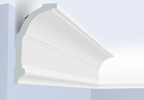 Потолочный плинтус под светодиодную ленту HiWood A100 белый 100х53 мм 200 см