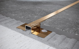 П-образный профиль из нержавеющей стали закладной 12х25 мм FUM 12х25 GP золото полированное 270 см