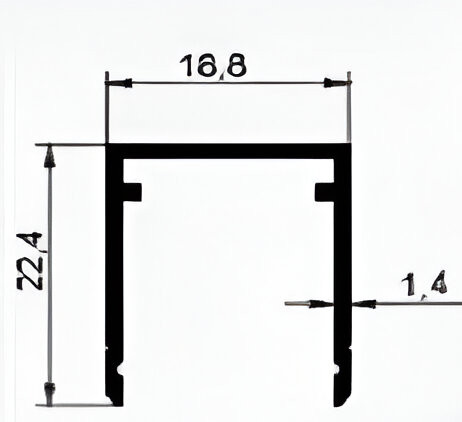 Алюминиевый установочный профиль под ЛДСП панель 16 мм Диал СТП-001 18.8х22.4 мм серебро 3 м