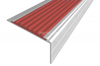 Алюминиевый угол-порог 26х50 мм с резиновой вставкой АУ-50-Анод серебро-красный 3,0 м