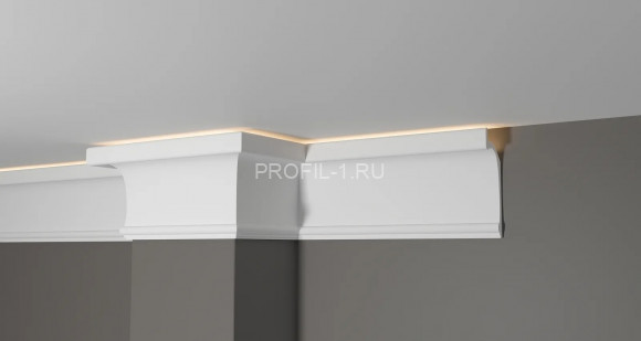 Потолочный плинтус Decor-Dizayn DD518 полистирол белый, под покраску 125х45х2000 мм