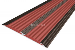Противоскользящий порог 70 мм алюминий одноуровневый АП-70-Анод коньяк-красный 1,0 м