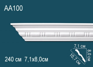 Потолочный плинтус с рисунком Перфект AA100 полиуретан 80х107х71 мм 240 см