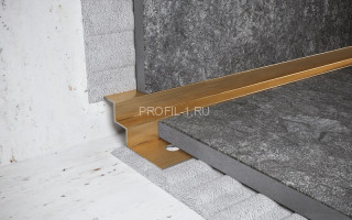 Профиль из нержавеющей стали угловой внутренний закладной лесенкой 10 мм FW 10 GS золото сатинированное 270 см