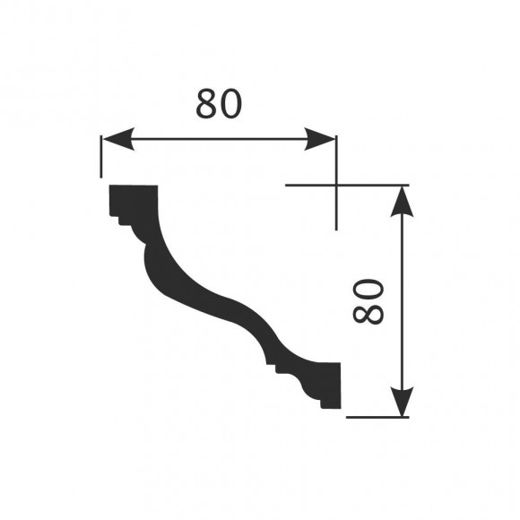 Потолочный плинтус Cosca KX-027 белый полистирол 80х80 мм 2м