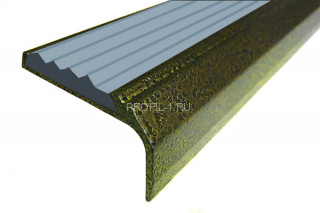 Угловой порог 42х23 мм алюминиевый противоскользящий АУ-42/23-Антик бронза-серый 1,5 м