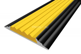 Алюминиевая  полоса 46 мм с резиновой вставкой АП-46-Краш черный глянец-желтый 3,0 м Алюминиевая  полоса 46 мм с резиновой вставкой АП-46-Краш черный глянец-желтый 3,0 м