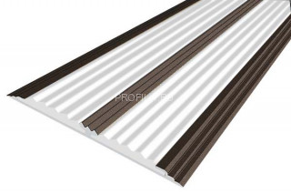 Противоскользящий порог 70 мм алюминий одноуровневый АП-70-Анод коньяк-белый 1,0 м