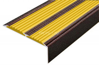 Алюминиевый угол-порог 70х22 с 2-мя резиновыми вставками АУ-70-Антик медь-желтый 2,0 м