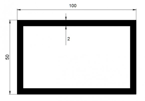 Алюминиевый бокс прямоугольный 50х100х2 мм 3 метра