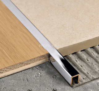 Латунный П-образный профиль 10х10 мм ЛП-10х10 хром полированный 2,7 м