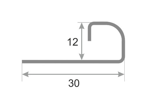 С-образный профиль из нержавеющей стали (раскладка) SR029-12H серебро глянец 2,7 м