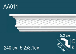 Потолочный плинтус с рисунком Перфект AA011 полиуретан 81х96х52 мм 240 см
