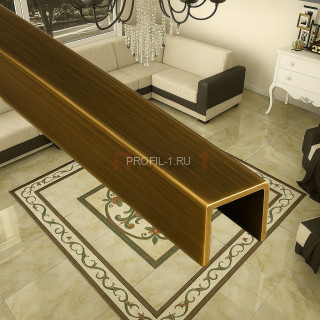 Латунный П-профиль ЛП-10х10х10 антик 2,7 м