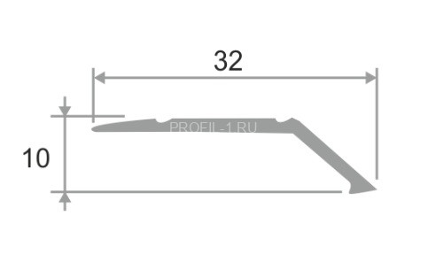 Разноуровневый порог алюминиевый 32х10 мм ПО-32х10 серебро глянец 2,7 м