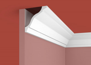 Потолочный плинтус Cosca KX-028 белый полистирол 75х75 мм 2м