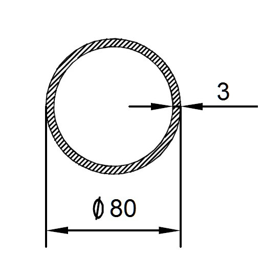 Алюминиевая труба 80х3 мм 3 метра
