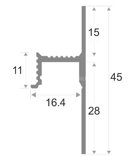 Алюминиевый теневой плинтус для светодиодных лент с экраном ПО-143 без покрытия 2,7 м