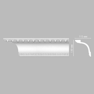 Плинтус DECOMASTER DT-88107 (130x115x2400) потолочный с рисунком классический профиль из полиуретана, белый под покраску
