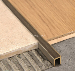 Латунный П-образный профиль 10х10 мм ЛП-10х10 старая бронза 2,7 м