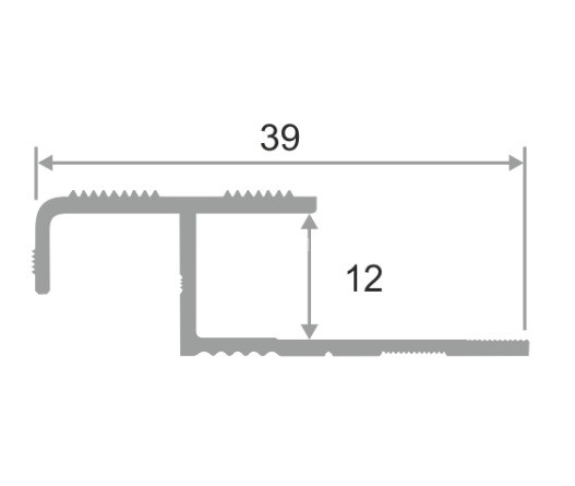Алюминиевый профиль закладной с рифлением 12 мм ПО-109 золото глянец 2,7 м
