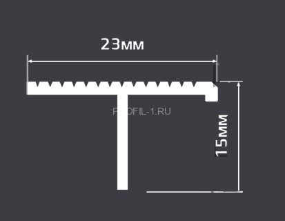 Профиль Т-образный рифленый для ступени 23 мм (MS RYFL) Cezar PVL79 L латунь полированная 3,0 м