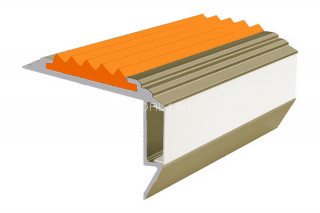 Алюминиевый порог угловой противоскользящий с подсветкой 26х45 мм АУ-45-LED-Анод шампань-оранжевый 2,0 м