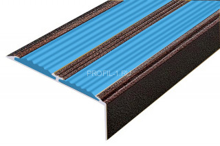 Алюминиевый угол-порог 70х22 с 2-мя резиновыми вставками АУ-70-Антик медь-голубой 2,0 м