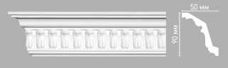 Плинтус потолочный 90х50х2400 мм Decomaster 95028 из полиуретана белый под покраску Плинтус потолочный 90х50х2400 мм Decomaster 95028 из полиуретана белый под покраску