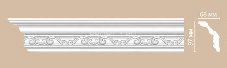 Плинтус потолочный 97х68х2400 мм Decomaster DT 9807 из полиуретана белый под покраску Плинтус потолочный 97х68х2400 мм Decomaster DT 9807 из полиуретана белый под покраску