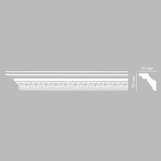 Плинтус DECOMASTER DT-9811 (50x50x1200) потолочный с рисунком простой узор из полиуретана, белый под покраску