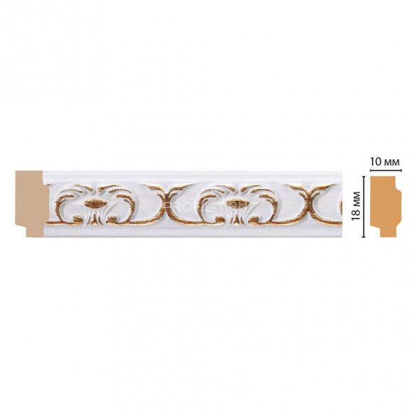 Молдинг DECOMASTER 158-118 ДМ (18x10x2400) цвет Белый с золотом Молдинг DECOMASTER 158-118 ДМ (18x10x2400) цвет Белый с золотом