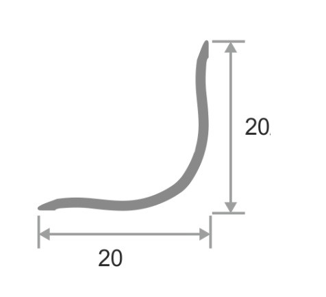 Алюминиевый уголок внутренний округлый 20х20 мм ПВ-20х20 серебро матовое 2,7 м