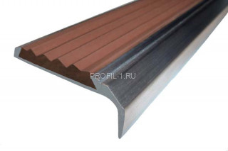 Алюминиевый порог угловой противоскользящий 42х23 мм АУ-42/23 без покрытия коричневый 1,5 м