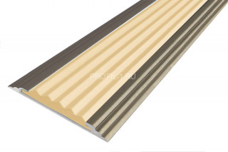 Противоскользящий порог алюминиевый одноуровневый 40 мм АП-40-Анод шампань-бежевый 1,8 м