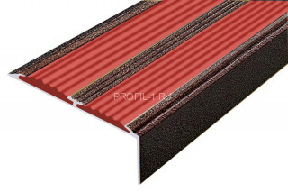 Алюминиевый угол-порог 70х22 с 2-мя резиновыми вставками АУ-70-Антик медь-красный 2,0 м