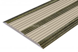 Алюминиевая полоса с 2-мя резиновыми вставками АП-70-Антик бронза-бежевый 2,0 м