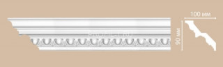 Плинтус потолочный 90х100х2400 мм Decomaster DT 9808 из полиуретана белый под покраску Плинтус потолочный 90х100х2400 мм Decomaster DT 9808 из полиуретана белый под покраску